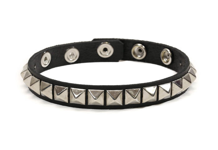 Single Row Silver Studded Leather Armlet Armband