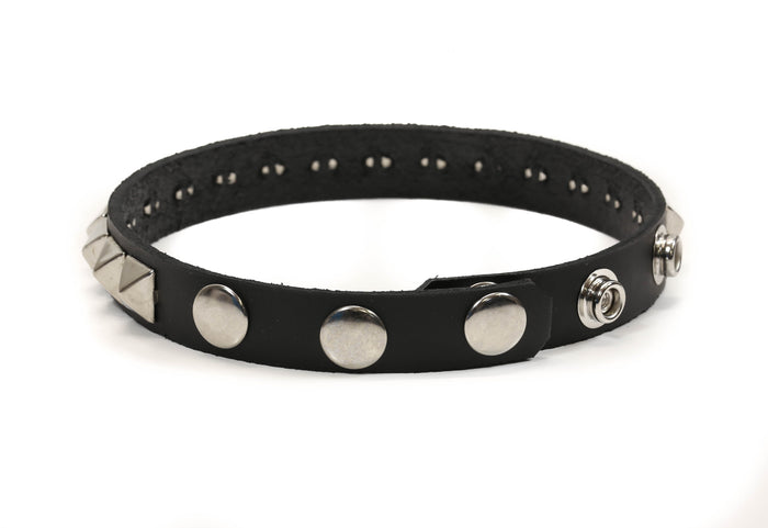 Single Row Silver Studded Leather Armlet Armband