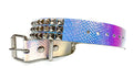 Snake Rainbow Vegan 3 Row Silver Pyramid Studded Belt By Funk Plus