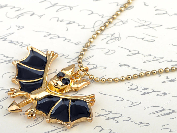 Sparkle Glitter Devil Batman Bat Goblin Evil Pendant Necklace