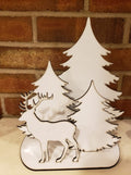 Table top Deer with 3 Trees ( 5pc set )