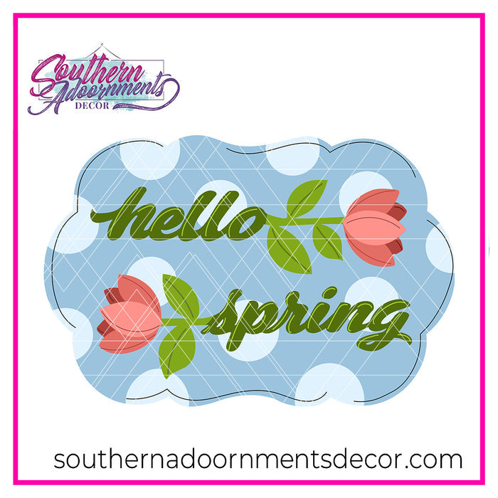 Tulip Words Hello Spring Template & Digital Cut File