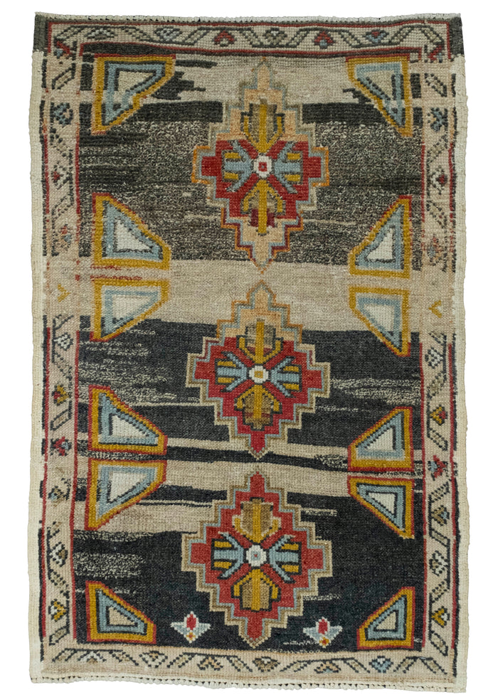 Turkish Mini Rug Oriental Hand Knotted Vintage Rug 2'3" x 3'5" #16401