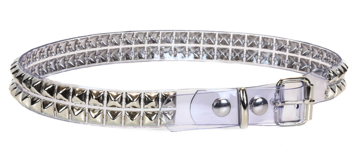 Vinyl Clear 2 Row Studded Punk Influenced Belt By Funk Plus