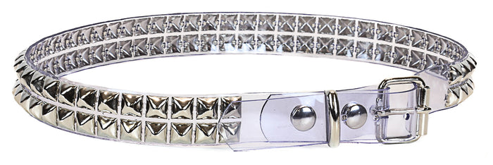 Vinyl Clear 2 Row Studded Punk Influenced Belt By Funk Plus