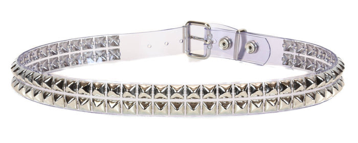 Vinyl Clear 2 Row Studded Punk Influenced Belt By Funk Plus