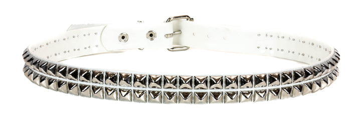 Vinyl White 2 Row Studded Punk Influenced Belt By Funk Plus