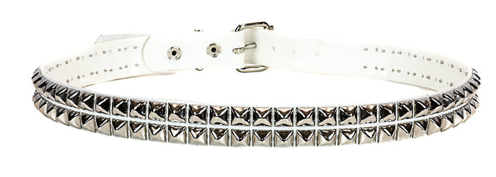 Vinyl White 2 Row Studded Punk Influenced Belt By Funk Plus