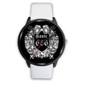 White Leather Black Leather Black Metal Mesh Black Link