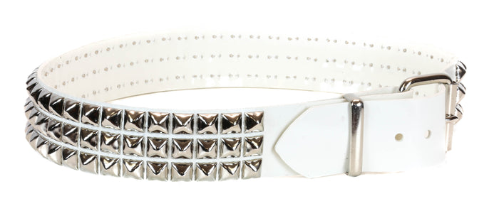 White Vinyl Black 3 Row Studded Punk Influenced Belt By Funk Plus