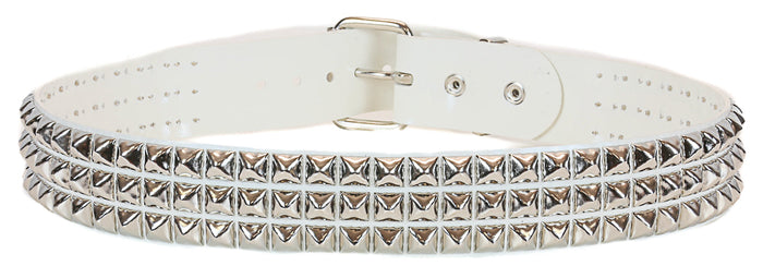 White Vinyl Black 3 Row Studded Punk Influenced Belt By Funk Plus