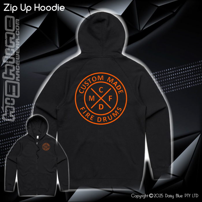 Zip Up Hoodie - Custom Made Fire Drums