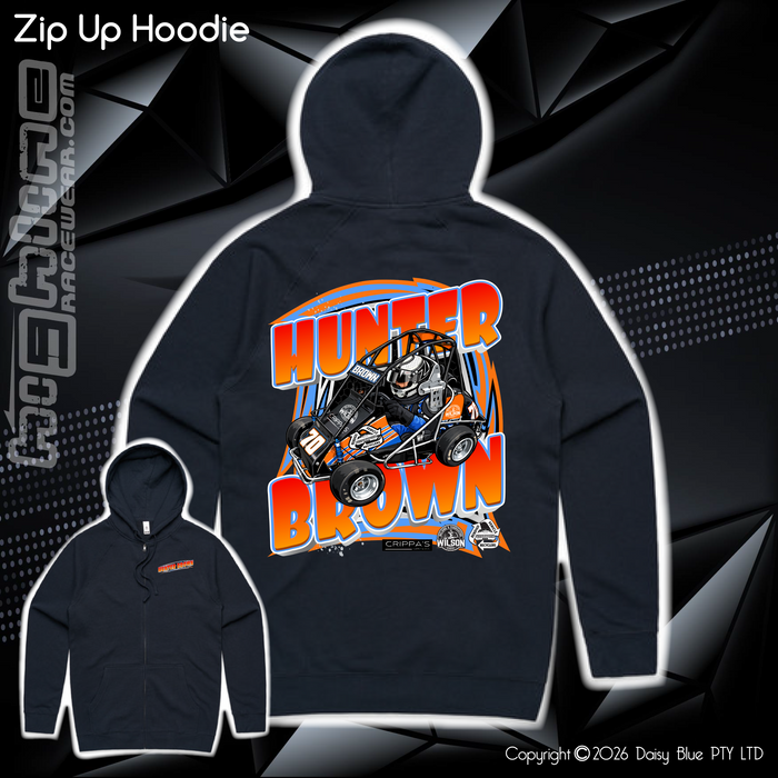 Zip Up Hoodie - Hunter Brown